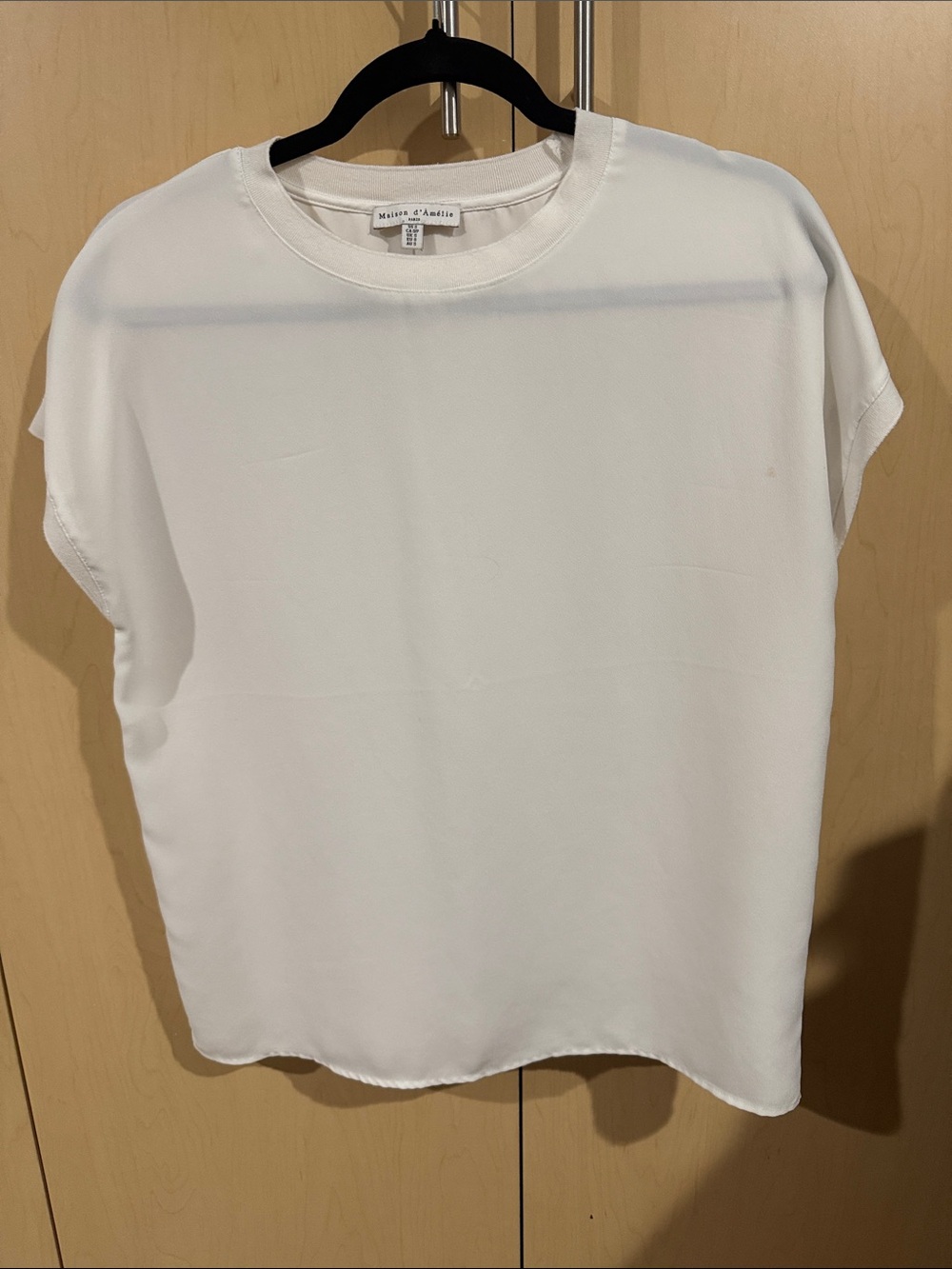 White Short-Sleeve Crewneck Blouse